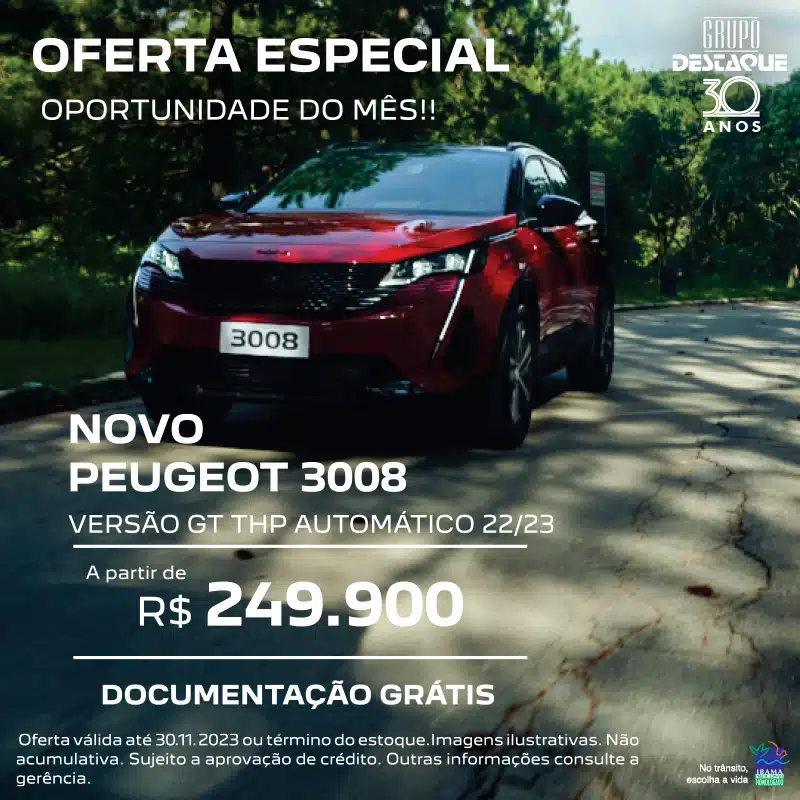 Novo Peugeot 3008 Versão GT THP Automático 22/23